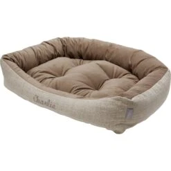 Frisco Rectangular Personalized Bolster Dog Bed W/Removable Cover, Beige, Large -Blue Buffalos Shop 234948 PT2. AC SS1800 V1600206988
