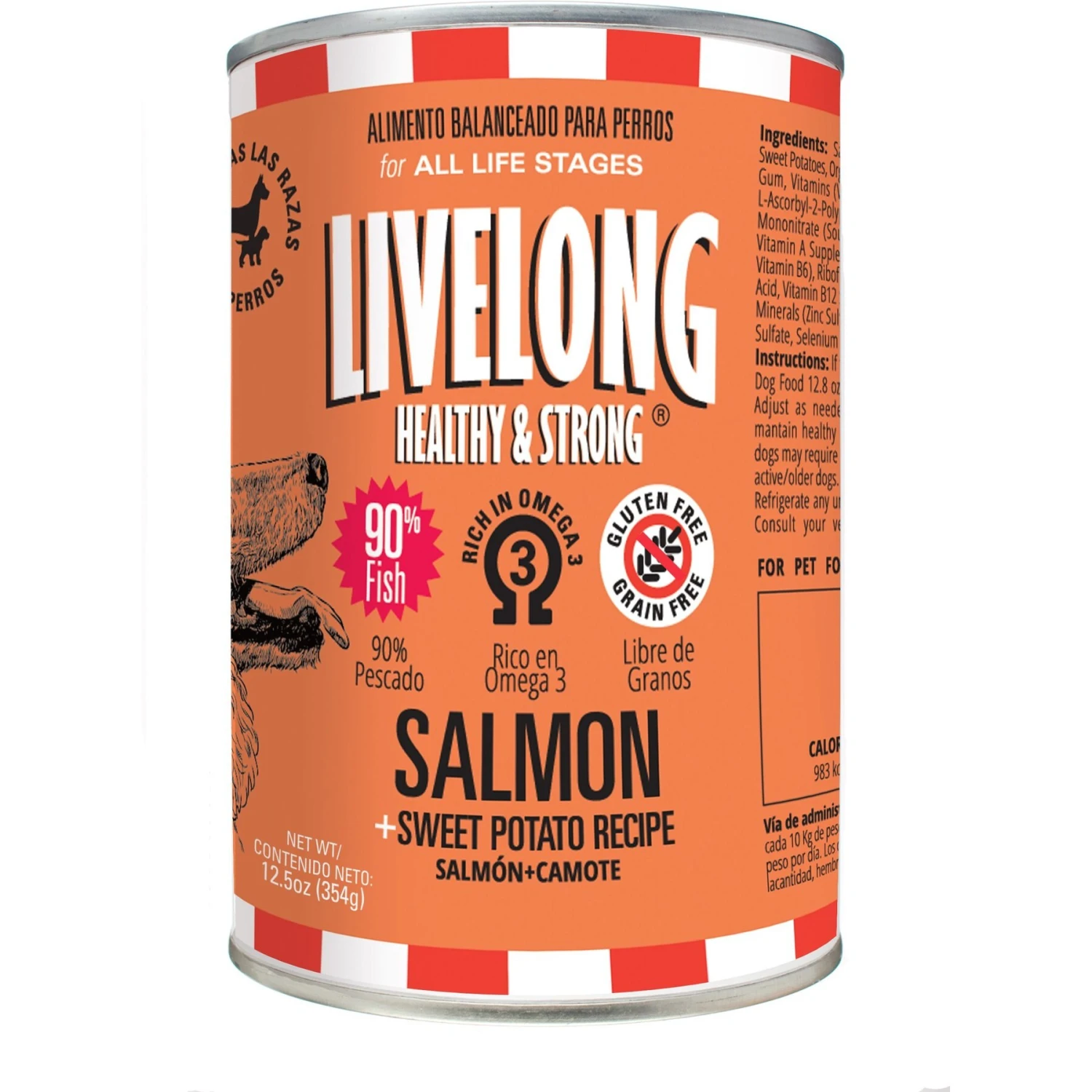 Livelong Healthy & Strong Salmon & Sweet Potato Recipe Wet Dog Food, 12.8-oz Can, Case Of 12 3 Livelong Healthy & Strong Salmon & Sweet Potato Recipe Wet Dog Food, 12.8-oz Can, Case Of 12
