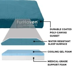 FurHaven Deluxe Oxford Cooling Gel Indoor/Outdoor Dog & Cat Bed With Removable Cover -Blue Buffalos Shop 238827 PT5. AC SS1800 V1627611699