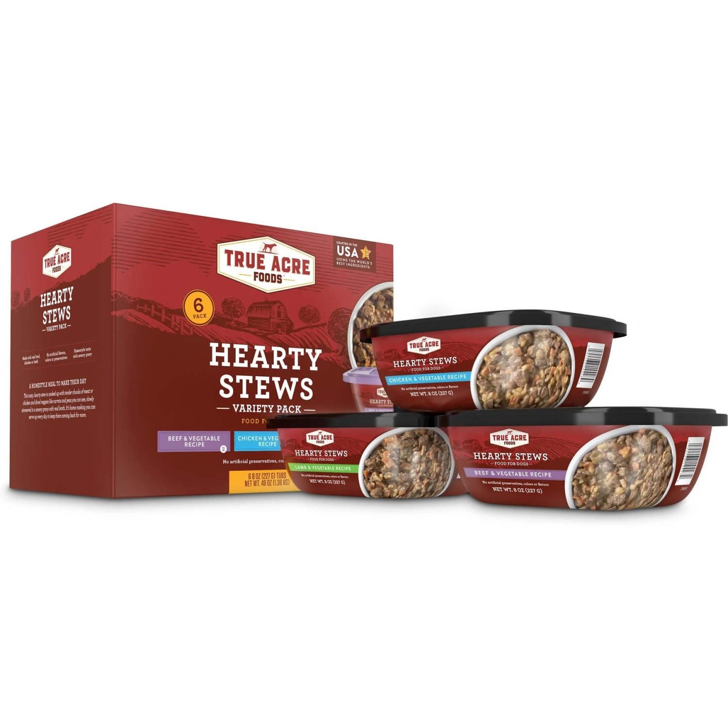 True Acre Foods Hearty Stews Variety Pack, Chicken & Vegetable Recipe, Lamb & Vegetable Recipe, Beef & Vegetable Recipe Wet Dog Food 4 True Acre Foods Hearty Stews Variety Pack, Chicken & Vegetable Recipe, Lamb & Vegetable Recipe, Beef & Vegetable Recipe Wet Dog Food - Image 2