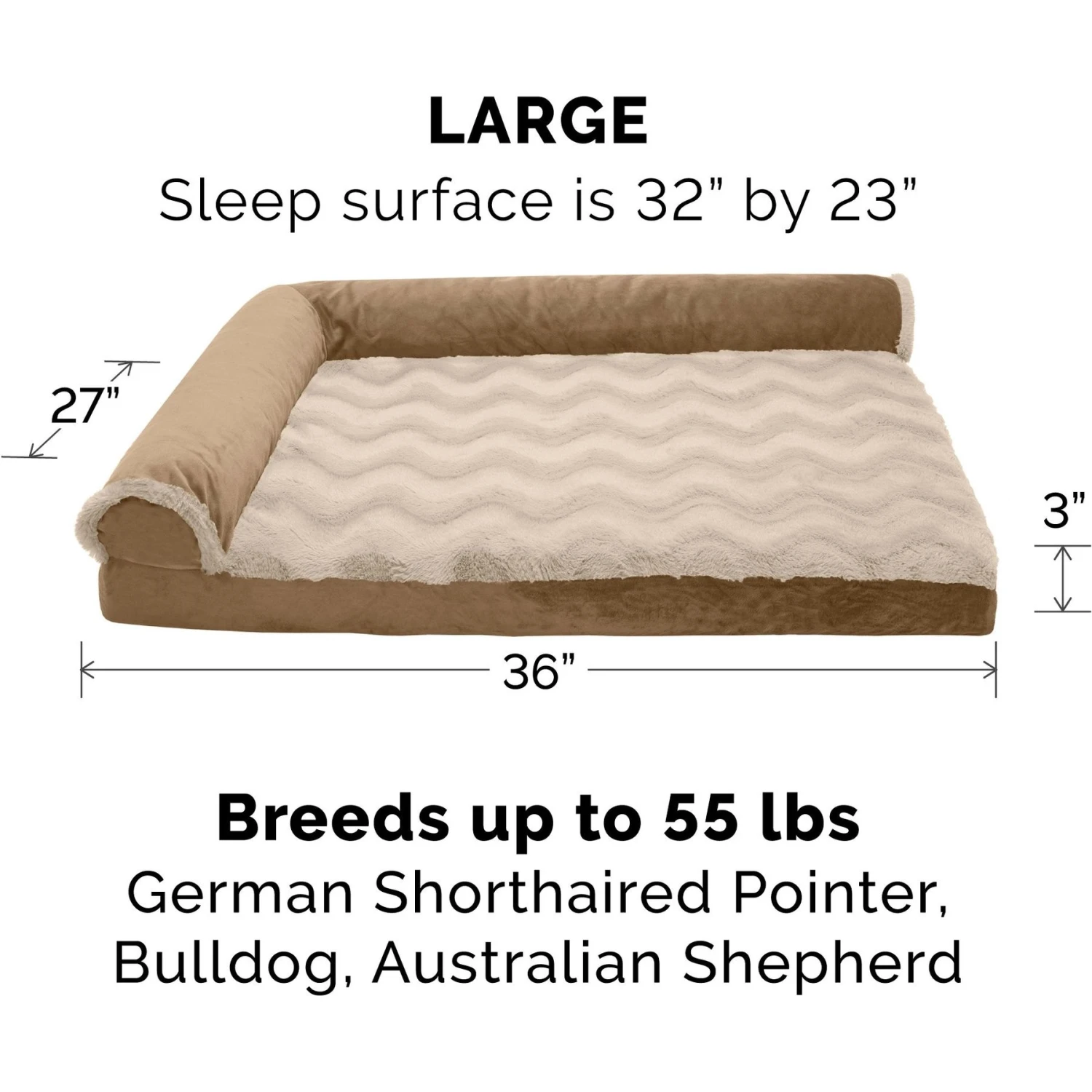 FurHaven Wave Fur & Velvet Orthopedic Deluxe Chaise Dog & Cat Bed 7 FurHaven Wave Fur & Velvet Orthopedic Deluxe Chaise Dog & Cat Bed - Image 5