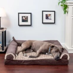 FurHaven Faux Fur & Suede Orthopedic Sofa Dog & Cat Bed