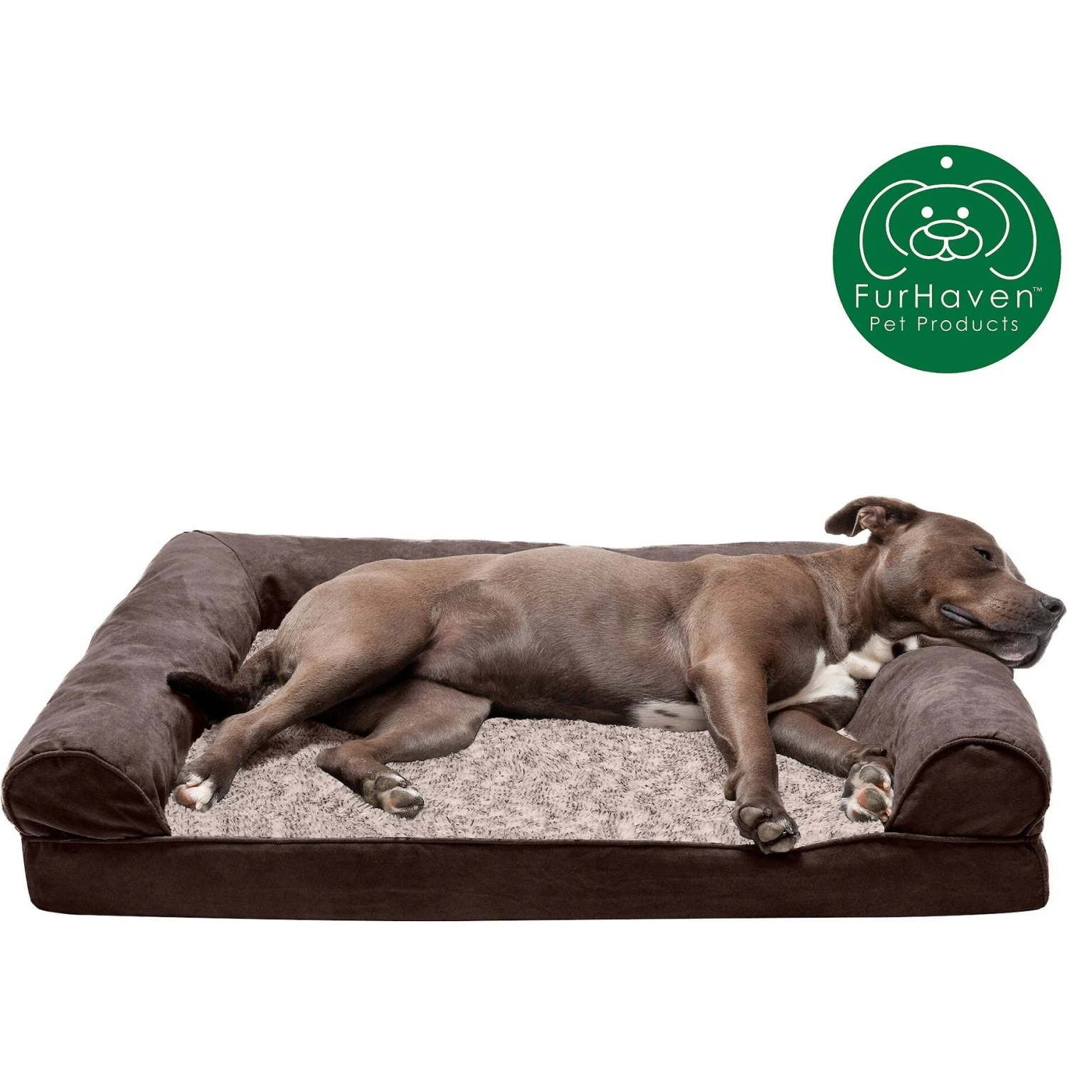 FurHaven Faux Fur & Suede Orthopedic Sofa Dog & Cat Bed 6 FurHaven Faux Fur & Suede Orthopedic Sofa Dog & Cat Bed - Image 4