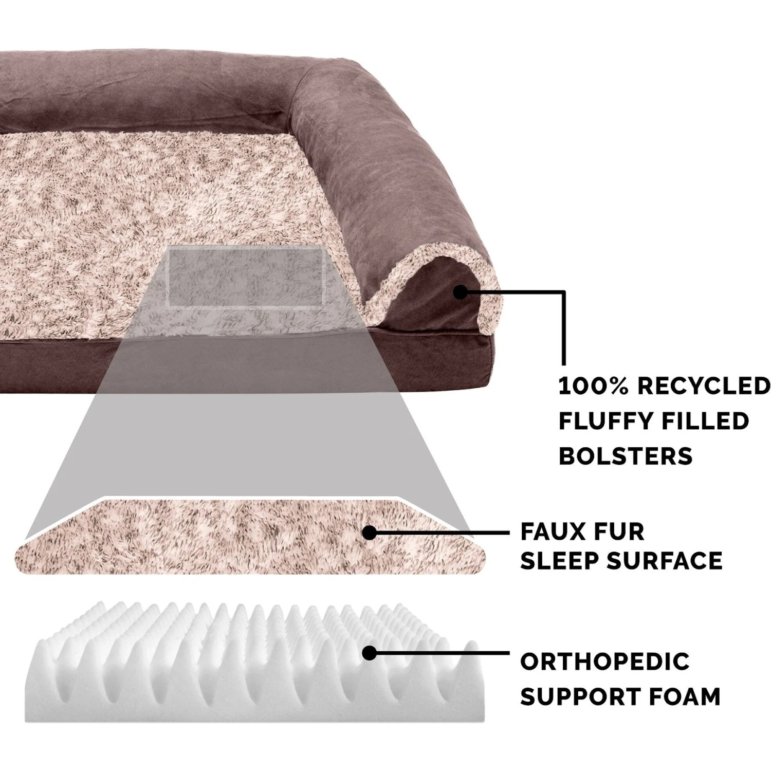 FurHaven Faux Fur & Suede Orthopedic Sofa Dog & Cat Bed 8 FurHaven Faux Fur & Suede Orthopedic Sofa Dog & Cat Bed - Image 6