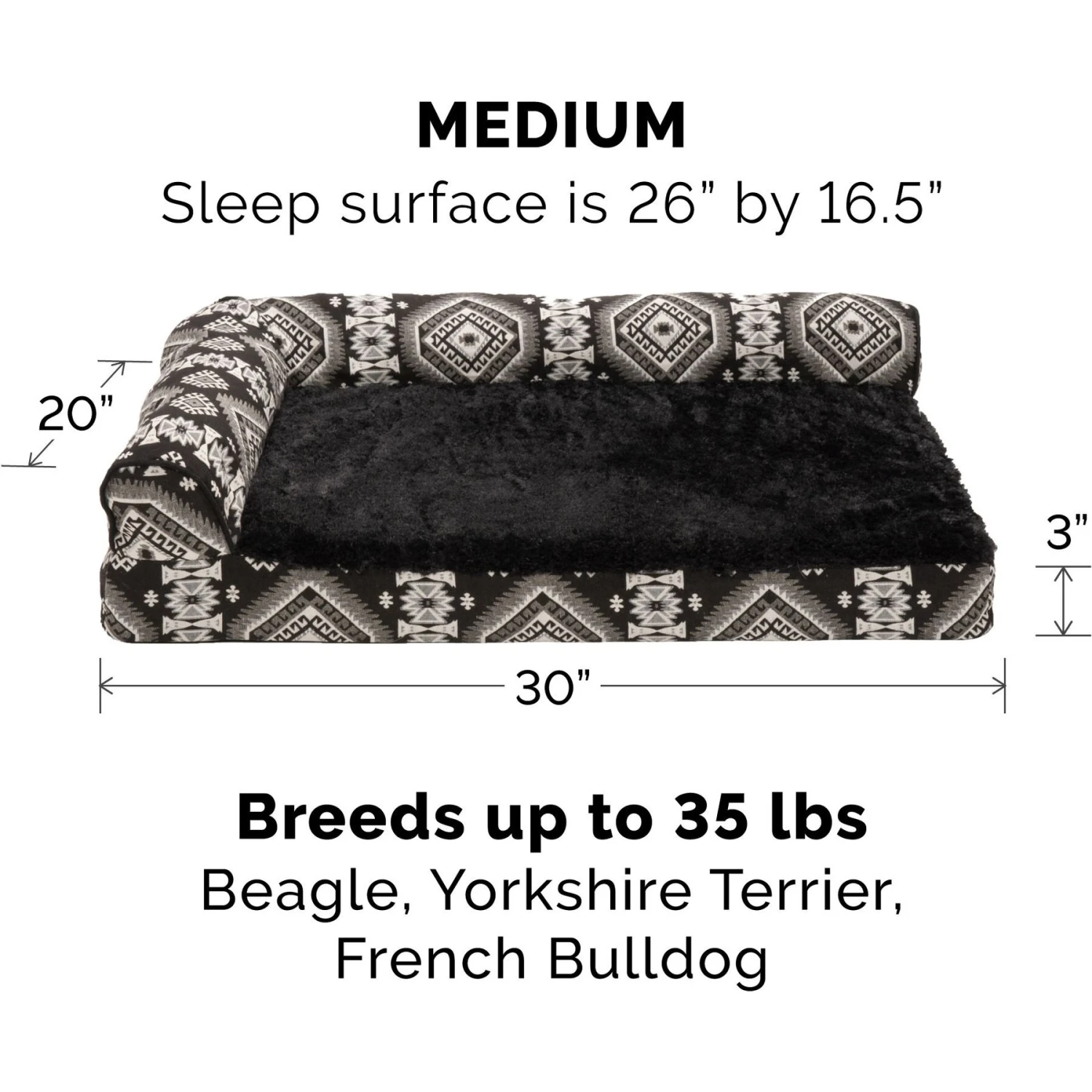 FurHaven Southwest Kilim Memory Foam Deluxe Chaise Dog & Cat Bed 7 FurHaven Southwest Kilim Memory Foam Deluxe Chaise Dog & Cat Bed - Image 5