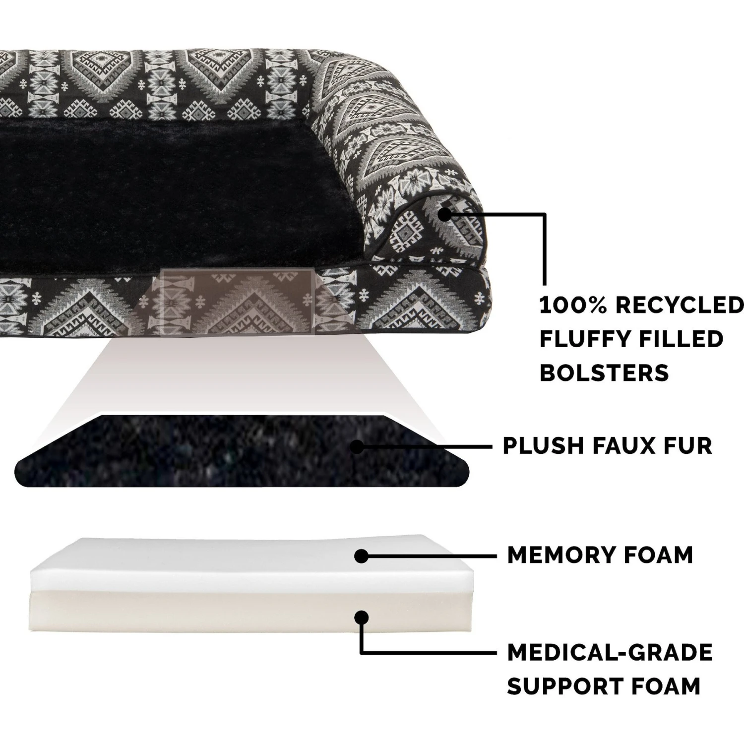 FurHaven Southwest Kilim Memory Foam Deluxe Chaise Dog & Cat Bed 8 FurHaven Southwest Kilim Memory Foam Deluxe Chaise Dog & Cat Bed - Image 6