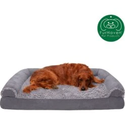 FurHaven Faux Fur & Suede Memory Foam Sofa Dog & Cat Bed -Blue Buffalos Shop 244428 PT3. AC SS1800 V1606791433