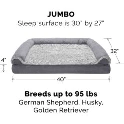 FurHaven Faux Fur & Suede Memory Foam Sofa Dog & Cat Bed -Blue Buffalos Shop 244428 PT4. AC SS1800 V1667229678