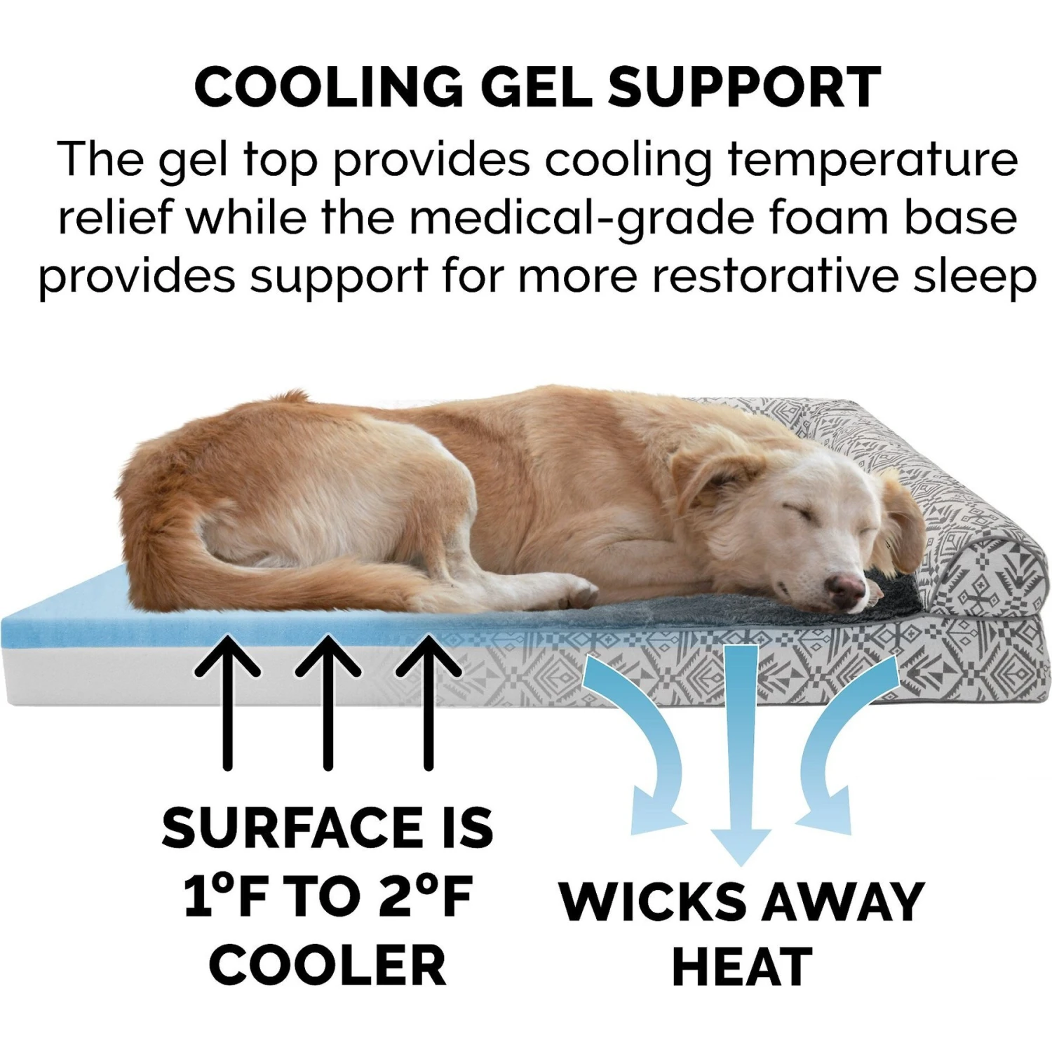 FurHaven Southwest Kilim Cooling Gel Deluxe Chaise Dog & Cat Bed 9 FurHaven Southwest Kilim Cooling Gel Deluxe Chaise Dog & Cat Bed - Image 7