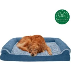FurHaven Faux Fur & Suede Cooling Gel Sofa Dog & Cat Bed -Blue Buffalos Shop 244475 PT3. AC SS1800 V1606782730