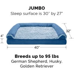 FurHaven Faux Fur & Suede Cooling Gel Sofa Dog & Cat Bed -Blue Buffalos Shop 244475 PT4. AC SS1800 V1667227696