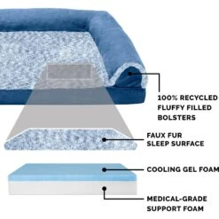 FurHaven Faux Fur & Suede Cooling Gel Sofa Dog & Cat Bed -Blue Buffalos Shop 244475 PT5. AC SS1800 V1606815457