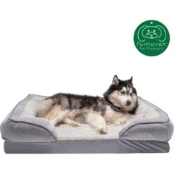 FurHaven Velvet Waves Perfect Comfort Memory Foam Bolster Cat & Dog Bed With Removable Cover -Blue Buffalos Shop 244642 PT3. AC SS1800 V1602828973