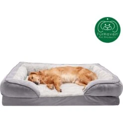 FurHaven Velvet Waves Perfect Comfort Cooling Gel Bolster Cat & Dog Bed With Removable Cover -Blue Buffalos Shop 244658 PT3. AC SS1800 V1602815779