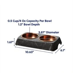 Frisco Copper Stainless Steel Double Dog & Cat Bowls With Black Marble Stand -Blue Buffalos Shop 253058 PT1. AC SS1800 V1685732020