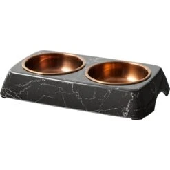 Frisco Copper Stainless Steel Double Dog & Cat Bowls With Black Marble Stand -Blue Buffalos Shop 253058 PT6. AC SS1800 V1616595467