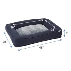 Frisco Faux Felt Orthopedic Rectangular Bolster Dog Bed W/Removable Cover -Blue Buffalos Shop 255177 PT1. AC SS1800 V1616592889