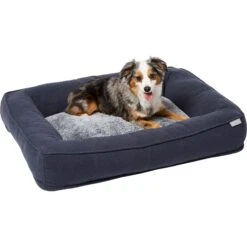 Frisco Faux Felt Orthopedic Rectangular Bolster Dog Bed W/Removable Cover -Blue Buffalos Shop 255177 PT2. AC SS1800 V1616013143