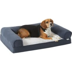Frisco Faux Felt Orthopedic Sofa Bolster Dog Bed W/Removable Cover -Blue Buffalos Shop 255183 PT2. AC SS1800 V1657656395