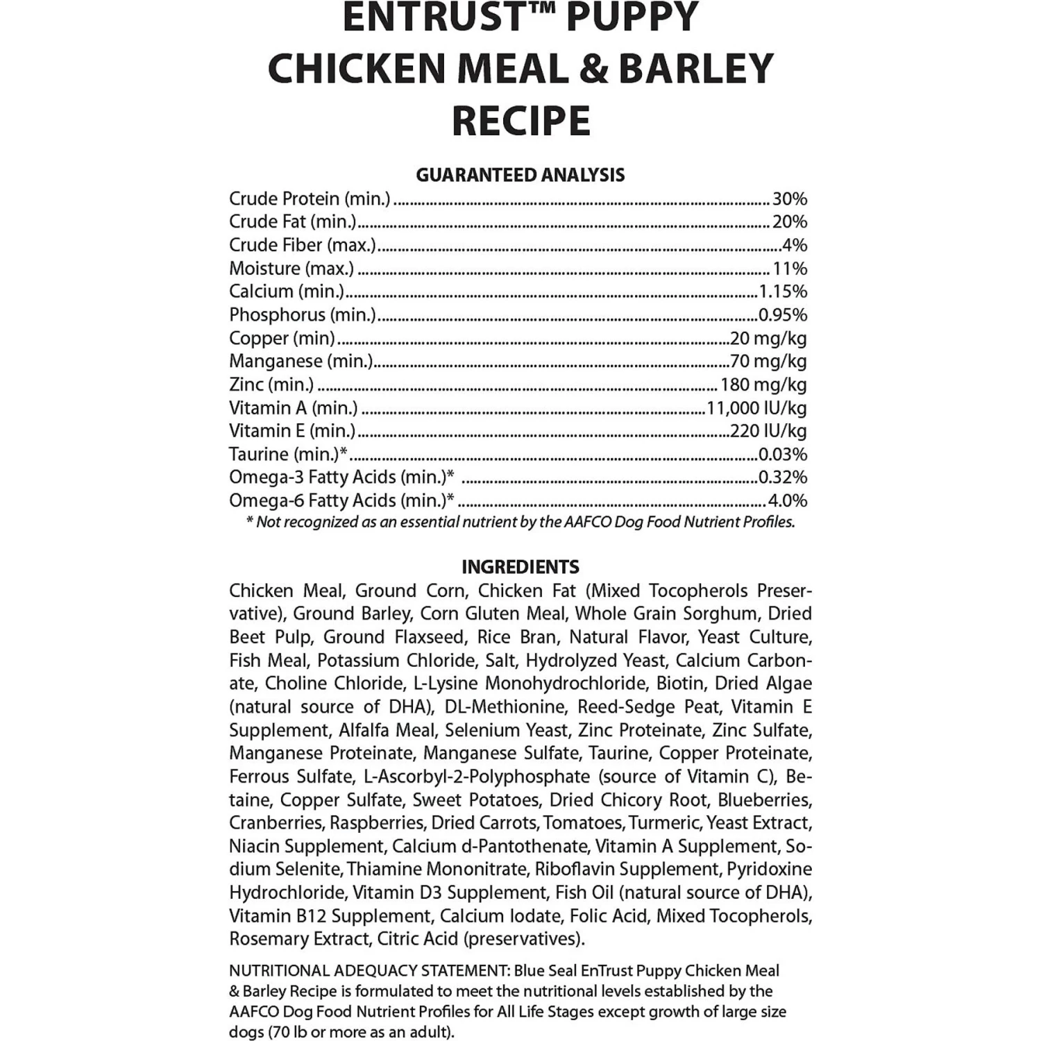 Blue Seal EnTrust Puppy Chicken Meal & Barley Recipe Dry Dog Food 5 Blue Seal EnTrust Puppy Chicken Meal & Barley Recipe Dry Dog Food - Image 3