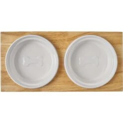 Frisco Ceramic Dog & Cat Double Diner With Elevated Wood Stand -Blue Buffalos Shop 256052 PT5. AC SS1800 V1615313559