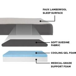 FurHaven Faux Sheepskin & Suede Cooling Gel Cat & Dog Bed With Removable Cover -Blue Buffalos Shop 261665 PT5. AC SS1800 V1605666466