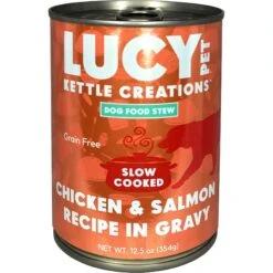 Lucy Pet Products Kettle Creations Chicken & Salmon Recipe In Gravy Wet Dog Food, 12.5-oz Can, Case Of 12