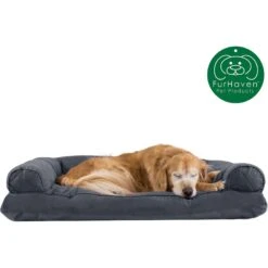 FurHaven Quilted Bolster Cat & Dog Bed With Removable Cover -Blue Buffalos Shop 266011 PT3. AC SS1800 V1615855046