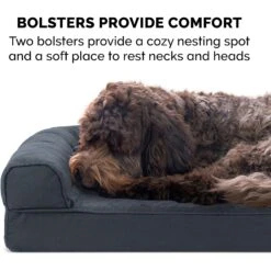 FurHaven Quilted Bolster Cat & Dog Bed With Removable Cover -Blue Buffalos Shop 266011 PT6. AC SS1800 V1615848423