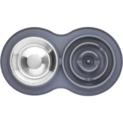 Frisco Silicone Stainless Steel Double Diner Slow Feeder Dog & Cat Bowl, Grey, 3 Cup -Blue Buffalos Shop 277549 PT4. AC SS1800 V1627935299