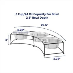 Frisco Multi Pet Feeding 3-Bowls Curved Stainless Steel Dog & Cat Bowl -Blue Buffalos Shop 277563 PT1. AC SS1800 V1692728191
