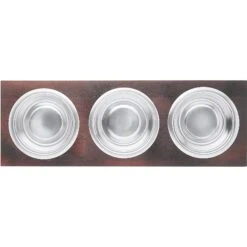 Frisco Multi Pet Feeding 3-Bowls Wood Stainless Steel Dog & Cat Bowl, Dark Wooden -Blue Buffalos Shop 277571 PT4. AC SS1800 V1627935311