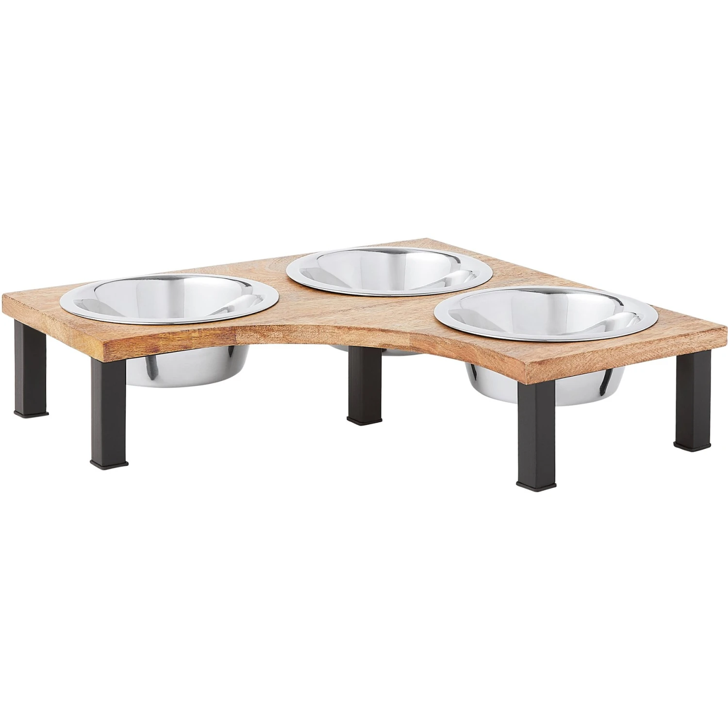 Frisco Multi Pet Feeding Corner Wood 3-Bowls Stainless Steel Dog & Cat Bowl 3 Frisco Multi Pet Feeding Corner Wood 3-Bowls Stainless Steel Dog & Cat Bowl