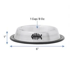 Frisco Fish Print Non-Skid Stainless Steel Dish Cat Bowl -Blue Buffalos Shop 277583 PT1. AC SS1800 V1628861789