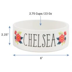 Frisco Flower Ceramic Personalized Dog Bowl -Blue Buffalos Shop 286985 PT1. AC SS1800 V1642024535