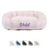 Majestic Pet Anderson Check Sherpa Personalized Bagel Cat & Dog Bed
