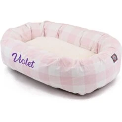 Majestic Pet Anderson Check Sherpa Personalized Bagel Cat & Dog Bed -Blue Buffalos Shop 291226 PT1. AC SS1800 V1619596041