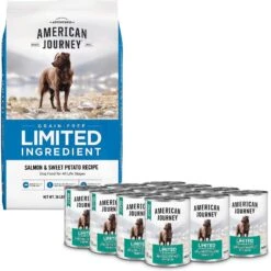 American Journey Limited Ingredient Salmon & Sweet Potato Recipe Grain-Free Dry Dog Food & American Journey Limited Ingredient Diet Lamb & Sweet Potato Recipe Grain-Free Canned Dog Food