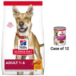 Hill's Science Diet Adult Chicken & Barley Recipe Dry Dog Food & Hill's Science Diet Adult Savory Stew With Beef & Vegetables Canned Dog Food