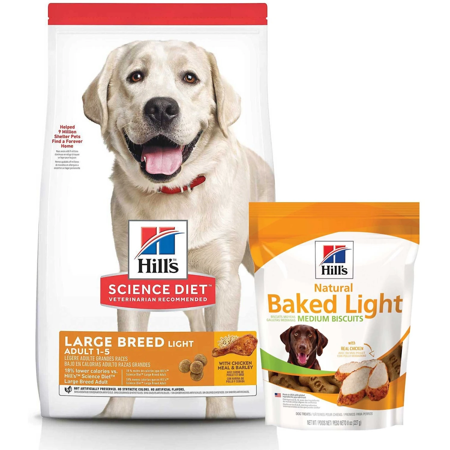 Hill's Science Diet Adult Large Breed Light With Chicken Meal & Barley Dry Dog Food & Hill's Natural Baked Light Biscuits With Real Chicken Dog Treats, Medium 3 Hill's Science Diet Adult Large Breed Light With Chicken Meal & Barley Dry Dog Food & Hill's Natural Baked Light Biscuits With Real Chicken Dog Treats, Medium