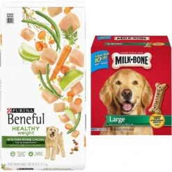 Purina Beneful Healthy Weight With Farm-Raised Chicken Dry Dog Food & Milk-Bone Original Large Biscuit Dog Treats