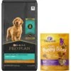 Purina Pro Plan Puppy Shredded Blend Chicken & Rice Formula With Probiotics Dry Dog Food & Wellness Soft Puppy Bites Lamb & Salmon Recipe Grain-Free Natural Dog Treats