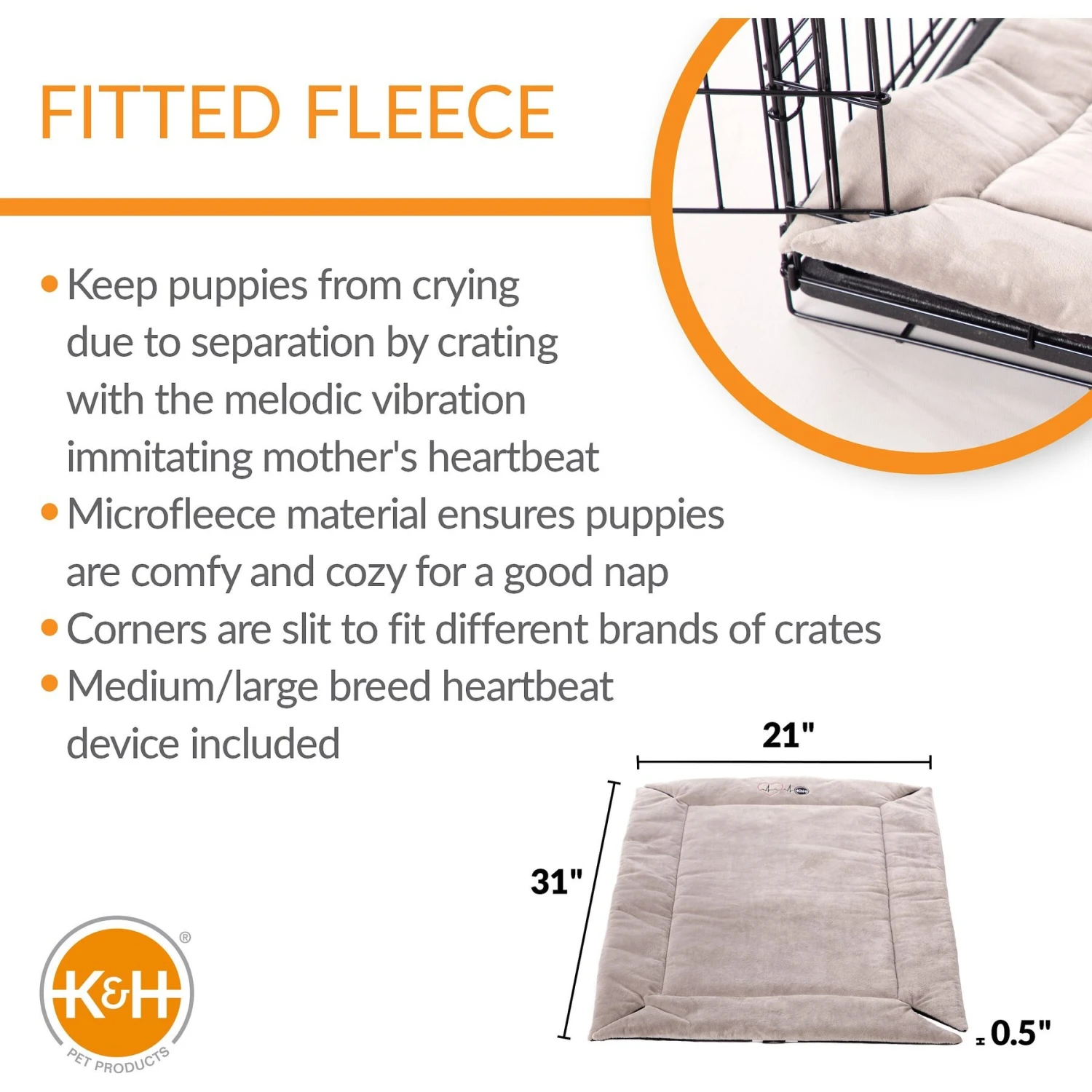 K&H Pet Products Mother's Heartbeat Fleece Puppy Crate Pad 4 K&H Pet Products Mother's Heartbeat Fleece Puppy Crate Pad - Image 2