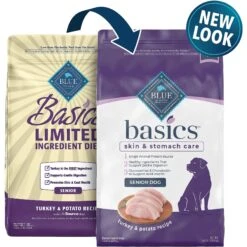 Blue Buffalo Basics Skin & Stomach Care Turkey & Potato Recipe Senior Dry Dog Food & Blue Buffalo Basics Skin & Stomach Care Biscuits Turkey & Potato Dog Treats -Blue Buffalos Shop 297834 PT1. AC SS1800 V1646348786