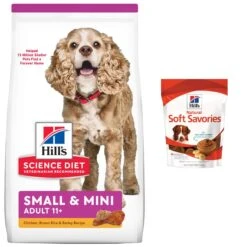 Hill's Science Diet Adult 11+ Small & Mini Chicken Meal, Barley & Brown Rice Recipe Dry Dog Food & Hill's Natural Soft Savories With Peanut Butter & Banana Dog Treats