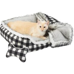 Frisco Buffalo Check Cuddler Pet Bed & Gift Set, Black & White -Blue Buffalos Shop 299397 PT2. AC SS1800 V1639093612