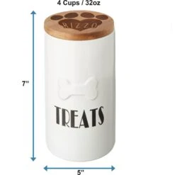 Frisco Ceramic Personalized Treat Jar With Wood Lid, 4 Cup, 32oz -Blue Buffalos Shop 301179 PT1. AC SS1800 V1631119301