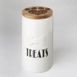 Frisco Ceramic Personalized Treat Jar With Wood Lid, 4 Cup, 32oz -Blue Buffalos Shop 301179 PT3. AC SS1800 V1631118424