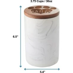 Frisco Ceramic Marble Print Personalized Treat Jar With Wood Lid, 3.75 Cups -Blue Buffalos Shop 301181 PT1. AC SS1800 V1630332165