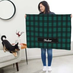 Frisco Personalized Plaid Soft Fleece Cat & Dog Blanket, 30" X 40" -Blue Buffalos Shop 303999 PT5. AC SS1800 V1637610115